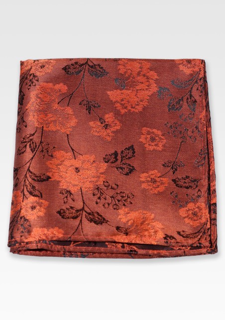 Rust Orange Floral Necktie Set
