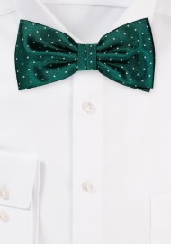 Micro Dot Bow Tie Set in Holly | Green Bow Tie and Pocket Square with Small Dots