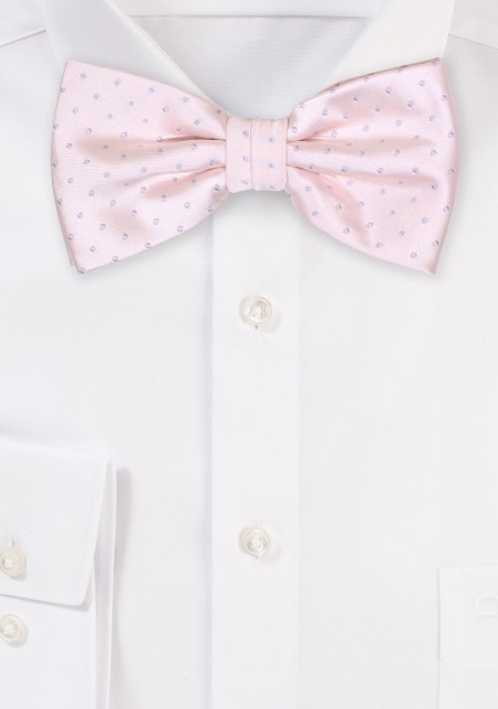 Micro Dot Bow Tie Set in Blush | Pink Bow Tie and Pocket Square with Small Dots