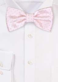 Micro Dot Bow Tie Set in Blush | Pink Bow Tie and Pocket Square with Small Dots