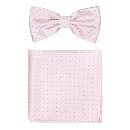 Micro Dot Bow Tie Set in Blush | Pink Bow Tie and Pocket Square with Small Dots