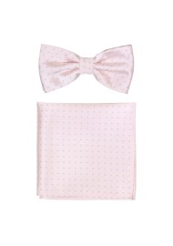 Micro Dot Bow Tie Set in Blush | Pink Bow Tie and Pocket Square with Small Dots
