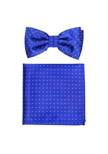 Micro Dot Bow Tie Set in Royal | Blue Bow Tie and Pocket Square with Small Dots