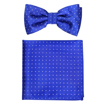 Micro Dot Bow Tie Set in Royal | Blue Bow Tie and Pocket Square with Small Dots