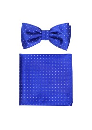 Micro Dot Bow Tie Set in Royal | Blue Bow Tie and Pocket Square with Small Dots
