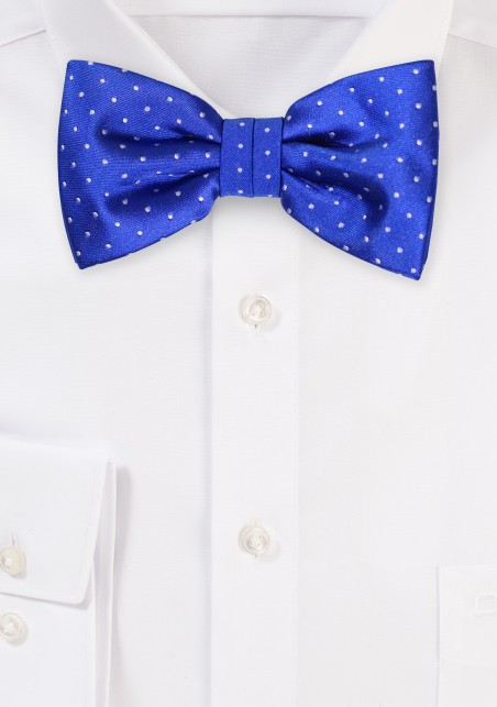 Micro Dot Bow Tie Set in Royal | Blue Bow Tie and Pocket Square with Small Dots