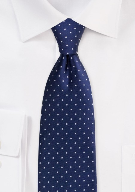Micro Dot Tie Set in Midnight | Formal Blue and Silver Polka Dot Necktie and Hanky Set
