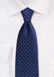 Micro Dot Tie Set in Midnight | Formal Blue and Silver Polka Dot Necktie and Hanky Set