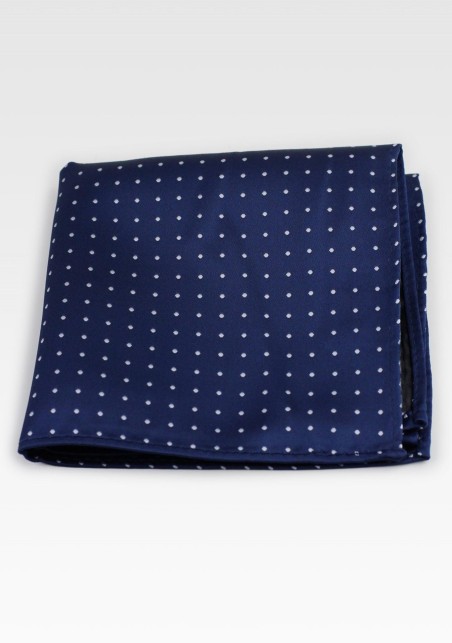 Micro Dot Tie Set in Midnight | Formal Blue and Silver Polka Dot Necktie and Hanky Set
