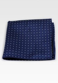 Micro Dot Tie Set in Midnight | Formal Blue and Silver Polka Dot Necktie and Hanky Set