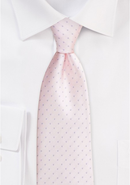 Polka Dot Tie in Blush Pink | Blush Colored Necktie with Woven Silver Dots