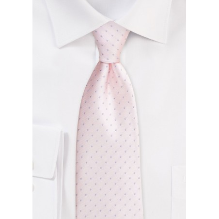 Polka Dot Tie in Blush Pink | Blush Colored Necktie with Woven Silver Dots