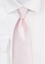 Polka Dot Tie in Blush Pink | Blush Colored Necktie with Woven Silver Dots