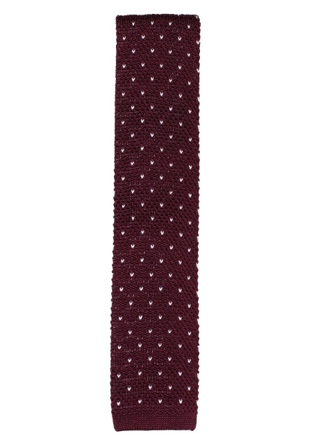 Birds Eye Silk Knit Tie | Burgundy Silk Knitted Tie with Birds Eye Design