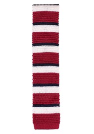 Striped Knitted Silk Tie | Knit Tie with Stripes in Cherry, Navy, Ivory