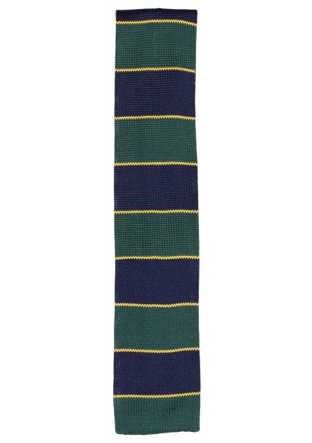 Navy and Green Knit Tie | Skinny Knit Tie in Navy, Green, and Golden Yellow