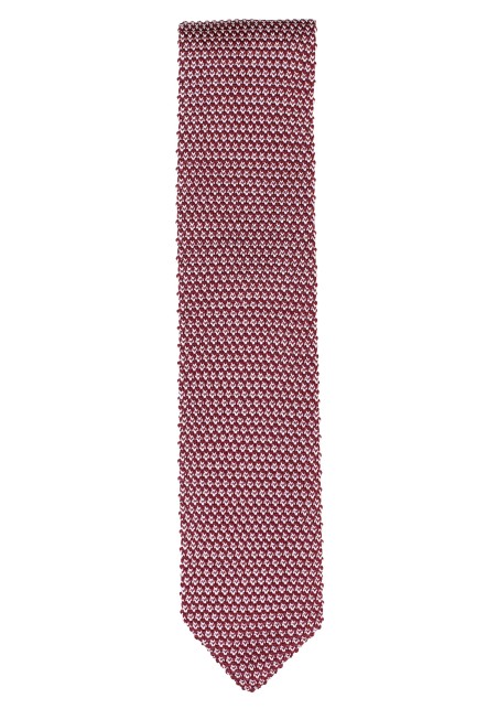 Burgundy Knitted Tie | Burgundy Tie with Knit Texture and Pointed Tip