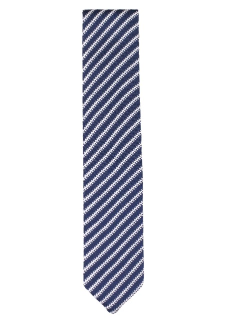 Navy Striped Knit Tie | Diagonal Stripe Knit Tie in Navy and White with Pointed Tip