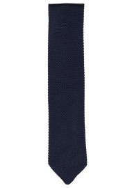 Pointed Tip Knit Tie in Navy | Navy Skinny Necktie with Pointed Tip