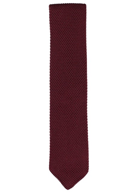 Skinny Knit Tie in Burgundy Red | Burgundy Knitted Necktie with Pointed Tip