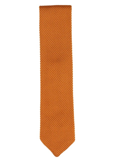 Pointed Tip Knit Tie in Cinnamon | Cinnamon Orange Skinny Necktie with Pointed Tip