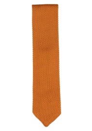Pointed Tip Knit Tie in Cinnamon | Cinnamon Orange Skinny Necktie with Pointed Tip