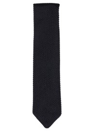Pointed Tip Knit Tie in Black | Solid Black Skinny Necktie with Pointed Tip
