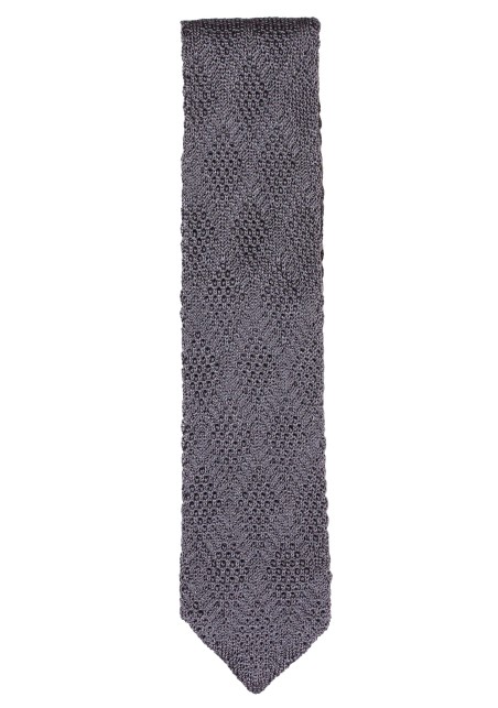 Silk Knit Tie in Gray | Skinny Gray Knitted Necktie with Pointed End
