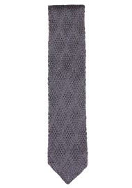 Silk Knit Tie in Gray | Skinny Gray Knitted Necktie with Pointed End