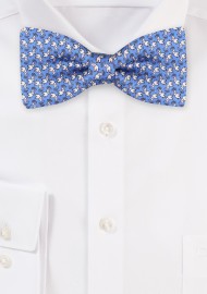 Self Tied Silk Bow Ties | Blue Bow Tie with Tiny Elephants in Self Tied Style