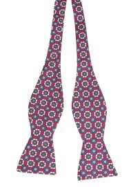 Foulard Print Silk Bowtie | Red, Turquoise, White Self Tie Bow Tie in Pure Silk