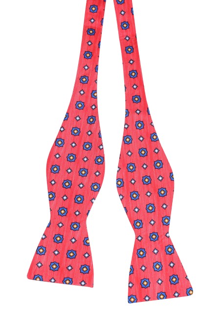 Designer Print Silk Bow Tie | Self Tie Silk Bow Tie in Red and Blue