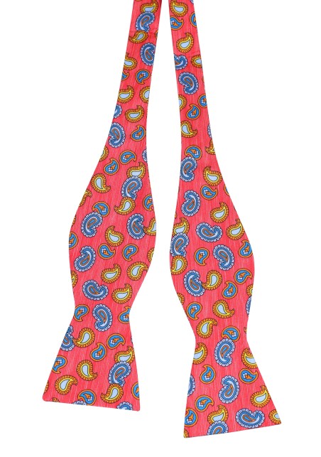 Striped Paisley Bow Tie | Designer Stripe and Paisley Bow Tie in Red