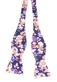 Floral Self Tie Silk Bow Tie | Silk Bow Tie in Pink and Purple Floral Print