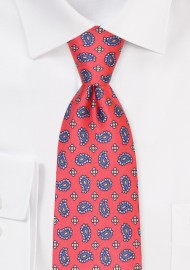 Crimson Red Paisley Tie | Red and Blue Paisley Tie in Pure Silk