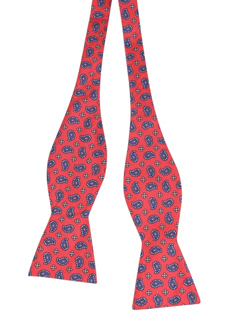 Crimson Red Paisley Bow Tie | Silk Bow Tie in Self Tie Style with Crimson Red Paisley Print