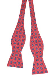 Crimson Red Paisley Bow Tie | Silk Bow Tie in Self Tie Style with Crimson Red Paisley Print