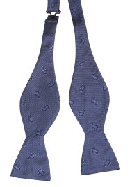 Self Tie Steel Blue Bow Tie | Steel Blue Paisley Designer Bow Tie in Pure Silk