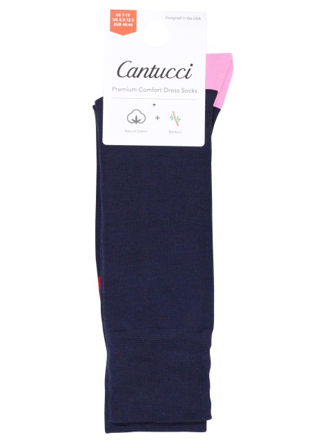 Solid Navy Dress Socks | Navy Mens Socks with Pink Heel and Toe Accepts