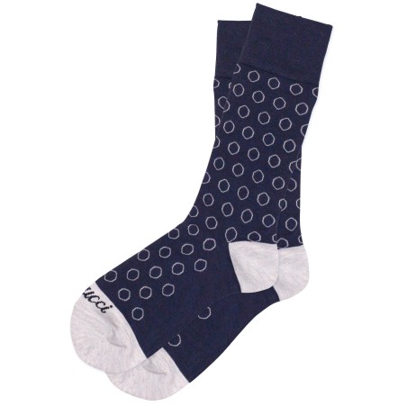 Round Dot Dress Socks in Midnight Navy