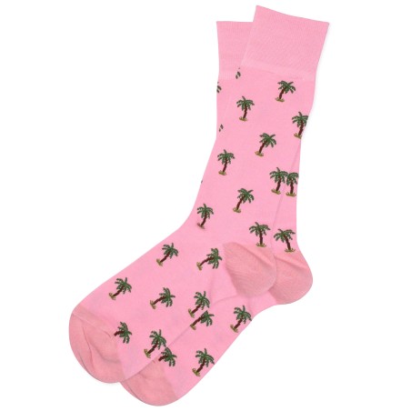 Palm Tree Socks | Pink Mens Socks with Small Palm Trees