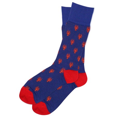 Navy Dress Socks with Small Lobsters
