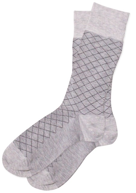 Windowpane Check Socks in Light Gray