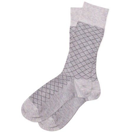 Windowpane Check Socks in Light Gray