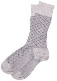 Windowpane Check Socks in Light Gray