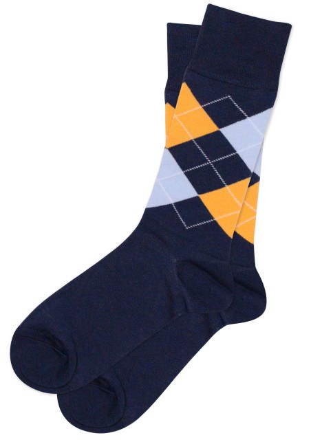 Blue and Orange Argyle Dress Socks for Men