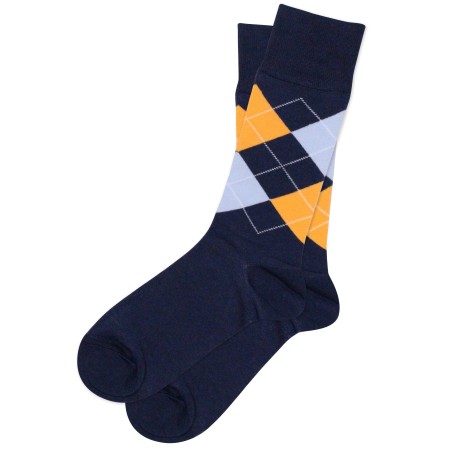 Blue and Orange Argyle Dress Socks for Men