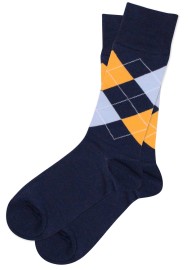 Blue and Orange Argyle Dress Socks for Men