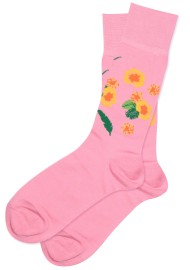 Peach Pink Socks with Tropical Flowers