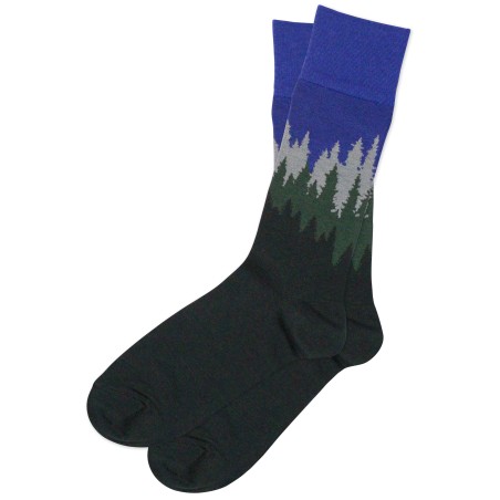 Navy Socks with Pine and Fir Forest Design